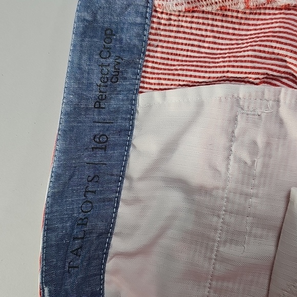 Talbots Perfect Cropped Pants Sz 16 Red And White Striped - Picture 10 of 13